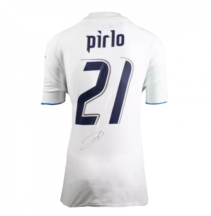 Andrea Pirlo Back Signed Italy 2006 Away Shirt In Hero Frame: Option 1