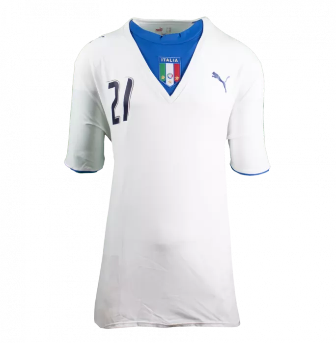Andrea Pirlo Back Signed Italy 2006 Away Shirt In Hero Frame: Option 1