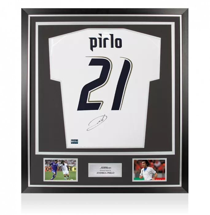 Andrea Pirlo Back Signed Italy 2006 Away Shirt In Classic Frame