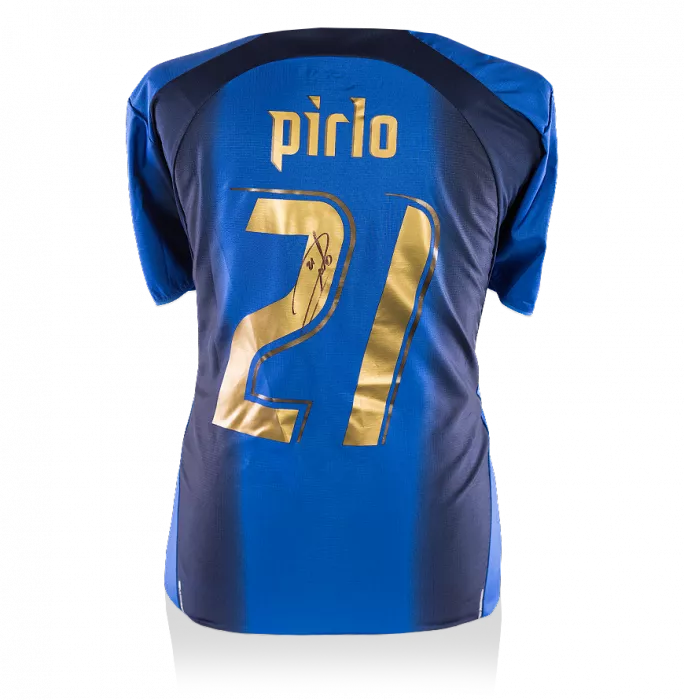 Andrea Pirlo Back Signed Italy 2006 Home Shirt