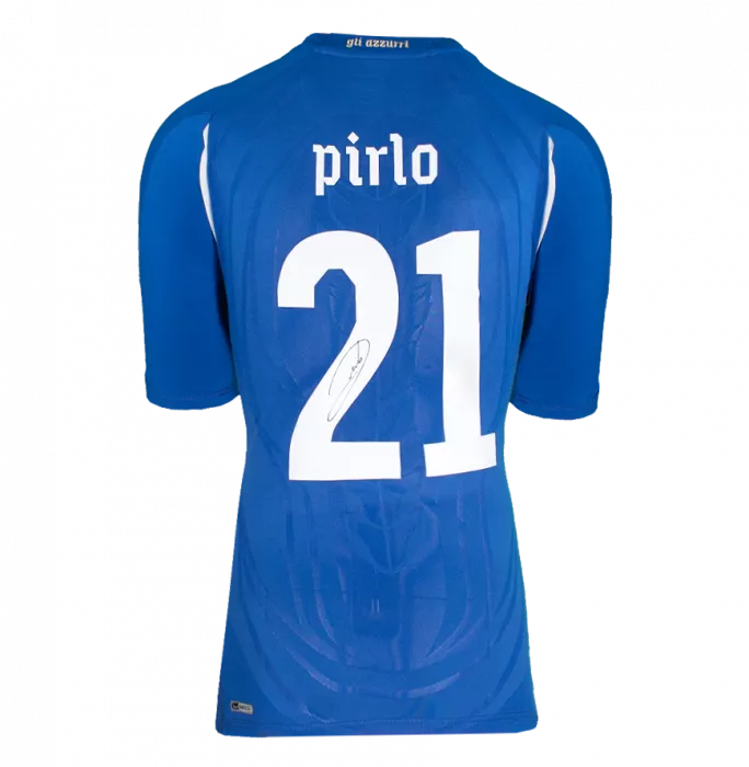 Andrea Pirlo Back Signed Italy 2010-12 Home Shirt In Classic Frame
