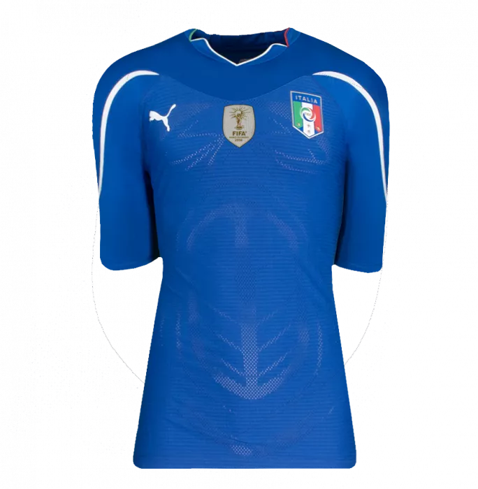 Andrea Pirlo Back Signed Italy 2010-12 Home Shirt In Deluxe Packaging