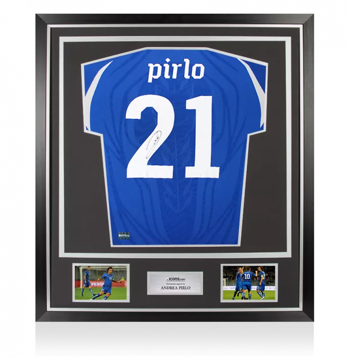 Andrea Pirlo Back Signed Italy 2010-12 Home Shirt In Classic Frame