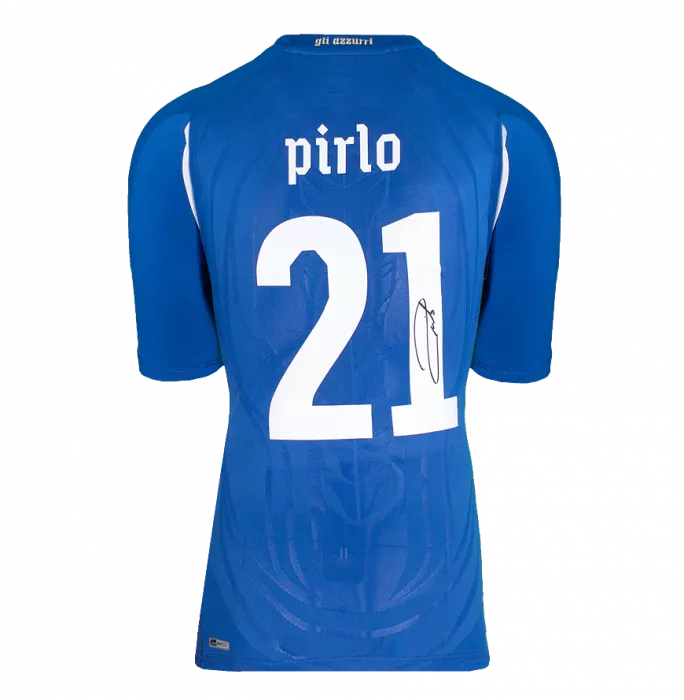 Andrea Pirlo Back Signed Italy 2010 Home Shirt In Deluxe Packaging