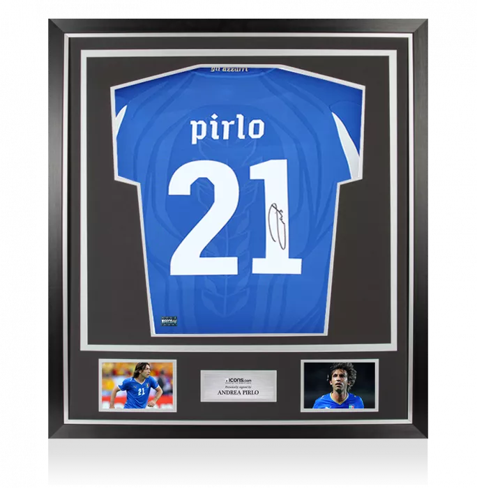 Andrea Pirlo Back Signed Italy 2010 Home Shirt In Classic Frame