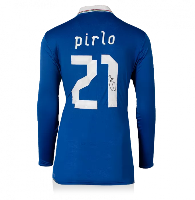 Andrea Pirlo Back Signed Italy 2012-13 Home Shirt With Long Sleeves