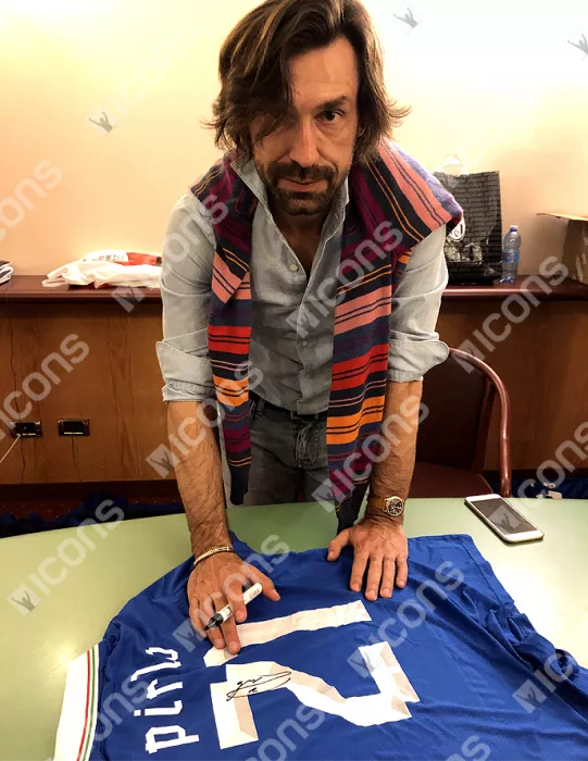 Andrea Pirlo Back Signed Italy 2012-13 Home Shirt In Classic Frame