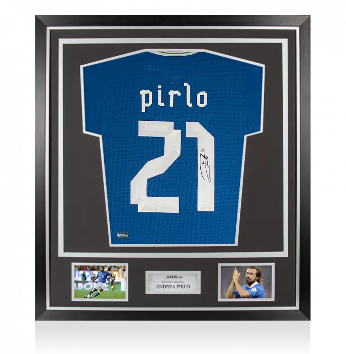 Andrea Pirlo Back Signed Italy 2012-13 Home Shirt In Classic Frame