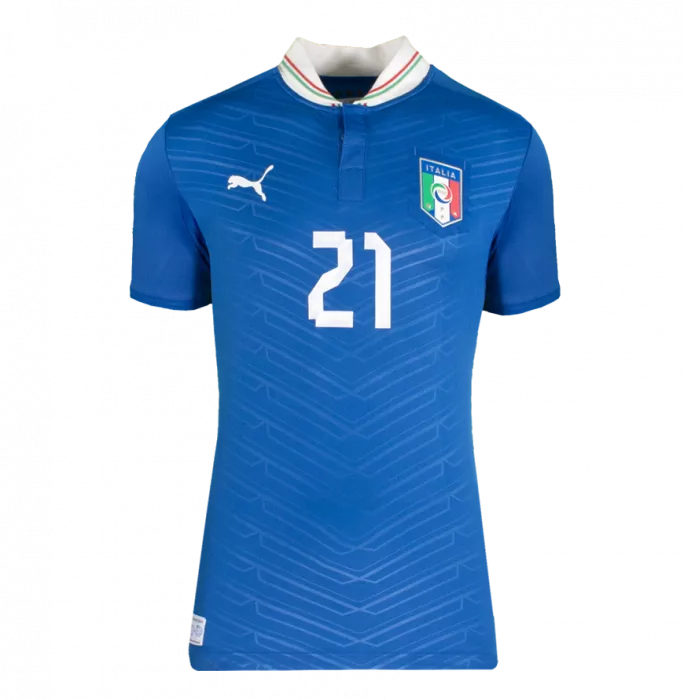 Andrea Pirlo Back Signed Italy 2012 Home Shirt In Hero Frame: Option 1