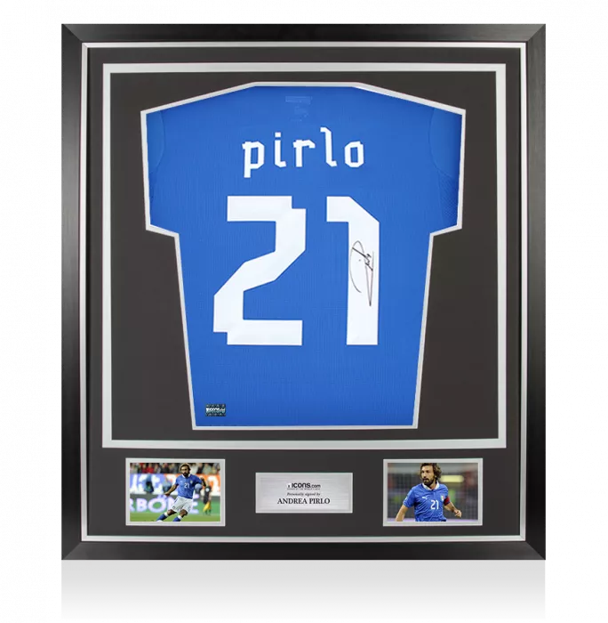 Andrea Pirlo Back Signed Italy 2012 Home Shirt In Classic Frame