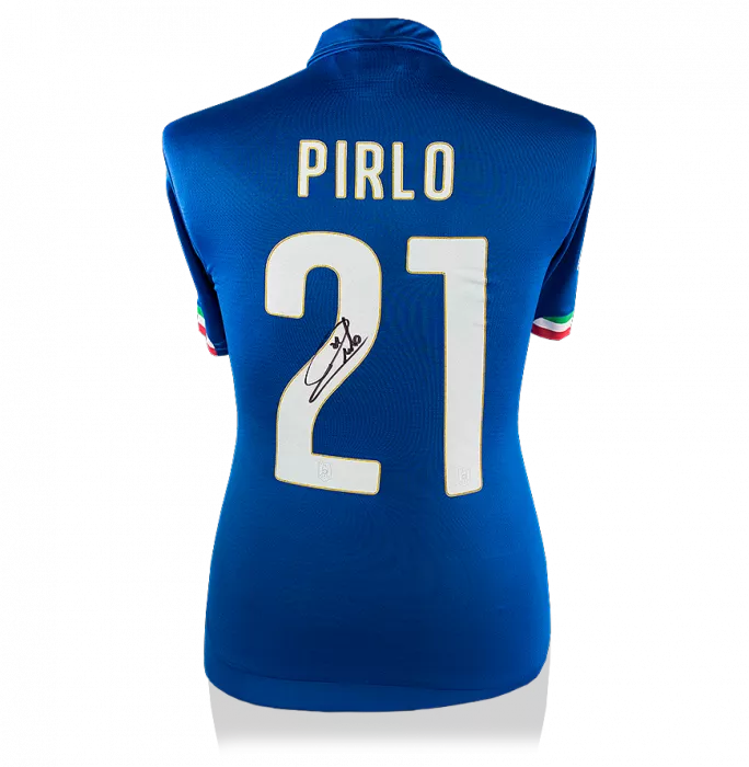 Andrea Pirlo Back Signed Italy 2014-15 Home Shirt