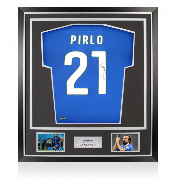 Andrea Pirlo Back Signed Italy 2014 Home Shirt In Classic Frame
