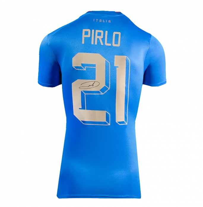 Andrea Pirlo Back Signed Italy 2022-23 Home Shirt In Deluxe Packaging