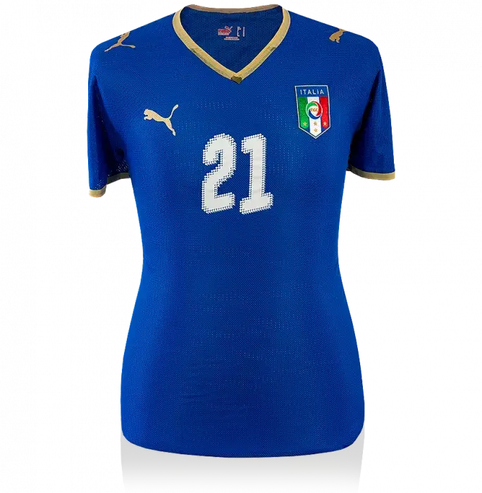 Andrea Pirlo Back Signed Italy Home Shirt 2008