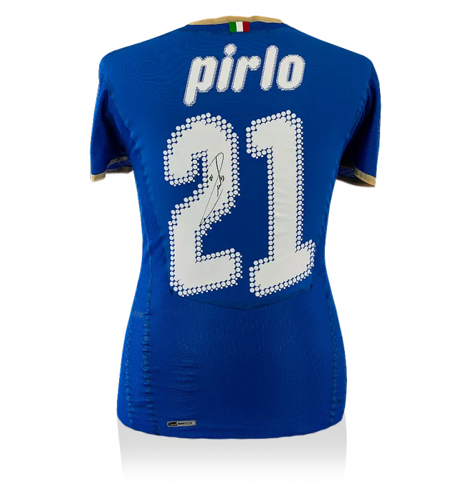 Andrea Pirlo Back Signed Italy Home Shirt 2008