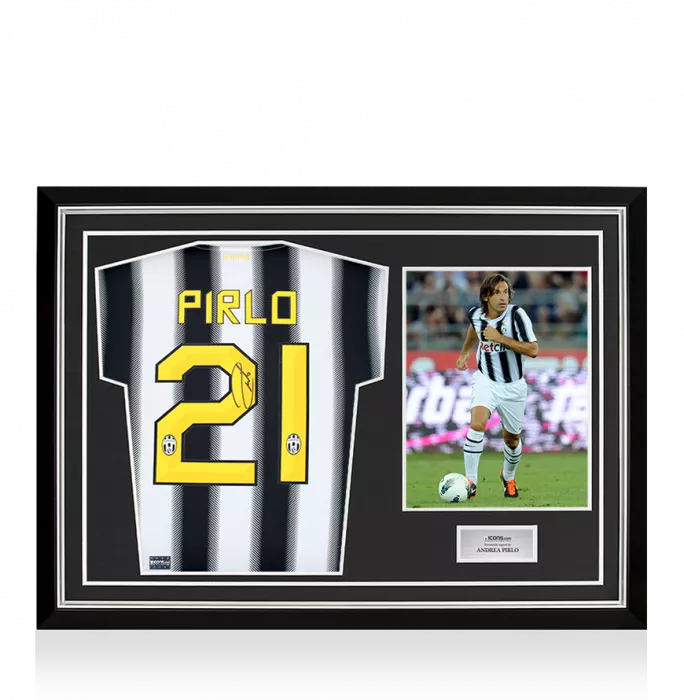 Andrea Pirlo Back Signed Juventus 2011-12 Home Shirt In Hero Frame: Option 1