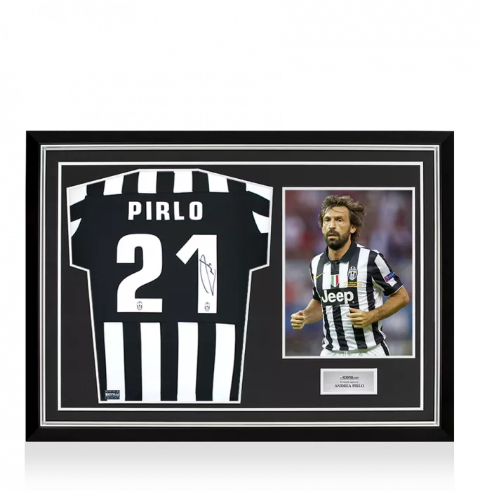 Andrea Pirlo Back Signed Juventus 2013-14 Home Shirt In Hero Frame: Scudetto Edition: Option 1