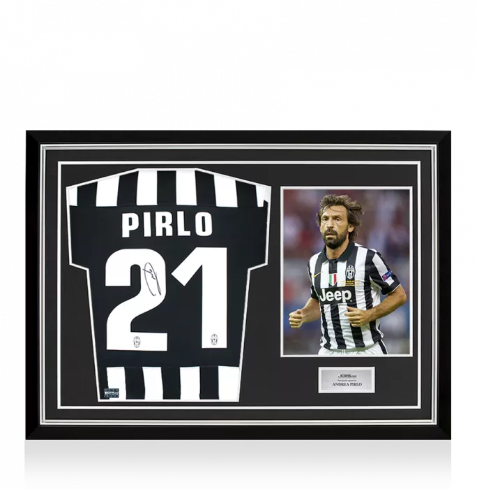 Andrea Pirlo Back Signed Juventus 2013-14 Home Shirt In Hero Frame: Option 1