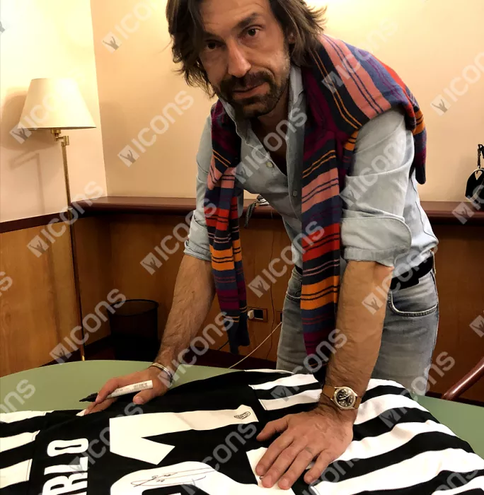 Andrea Pirlo Back Signed Juventus 2013-14 Home Shirt In Hero Frame: Option 1