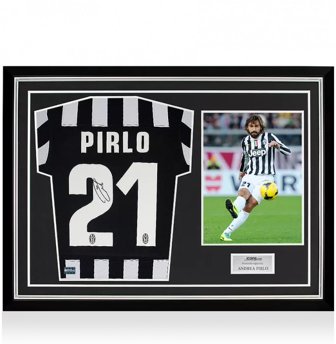 Andrea Pirlo Back Signed Juventus 2013-14 Home Shirt In Hero Frame: Option 1