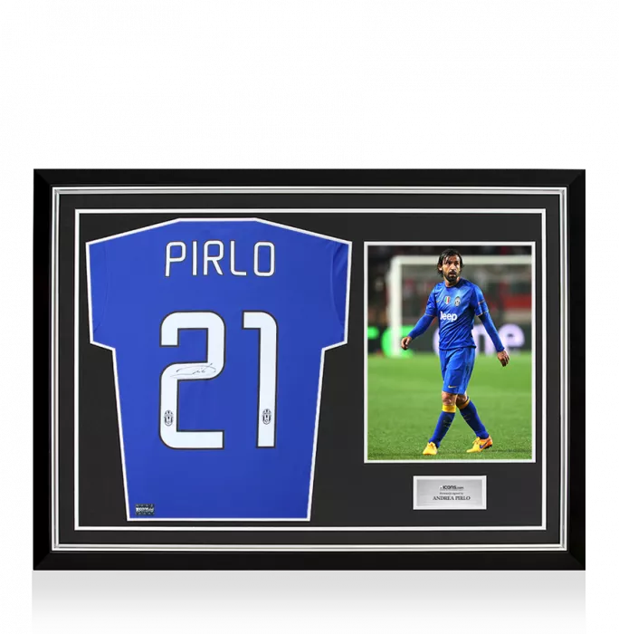 Andrea Pirlo Back Signed Juventus 2014-15 Away Shirt In Hero Frame: Option 1