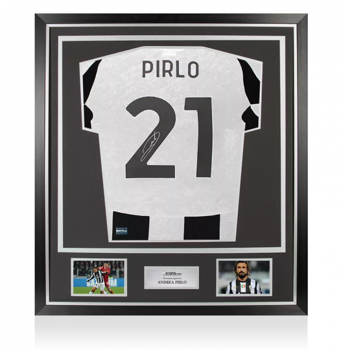 Andrea Pirlo Back Signed Juventus 2024-25 Home Shirt With Fan Style Numbers In Classic Frame