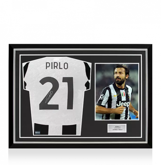 Andrea Pirlo Back Signed Juventus 2024-25 Home Shirt With Fan Style Numbers In Hero Frame: Option 1