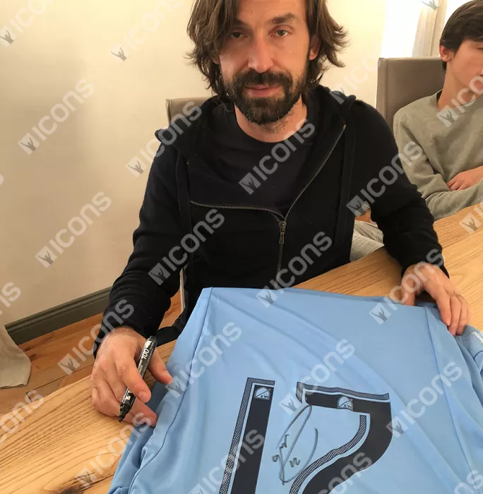 Andrea Pirlo Back Signed New York City FC Home Shirt In Classic Frame