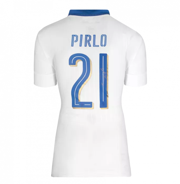 Andrea Pirlo Back Signed Signed Italy 2016 Away Shirt In Deluxe Packaging