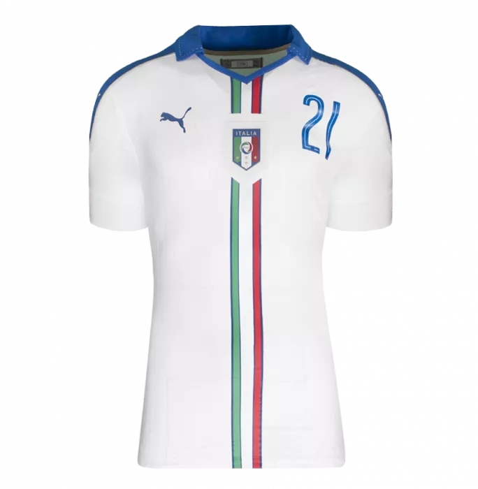 Andrea Pirlo Back Signed Signed Italy 2016 Away Shirt In Deluxe Packaging