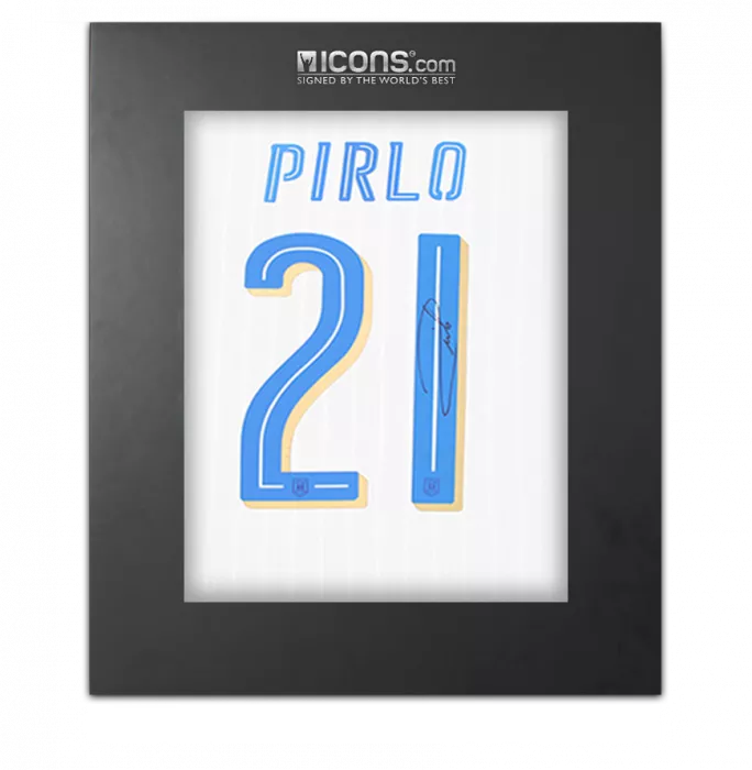 Andrea Pirlo Back Signed Signed Italy 2016 Away Shirt In Deluxe Packaging