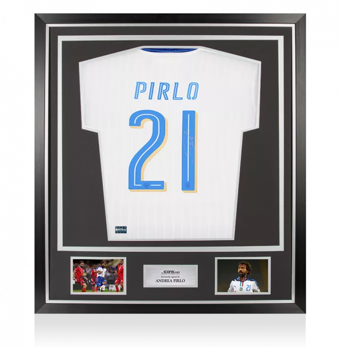 Andrea Pirlo Back Signed Signed Italy 2016 Away Shirt In Classic Frame