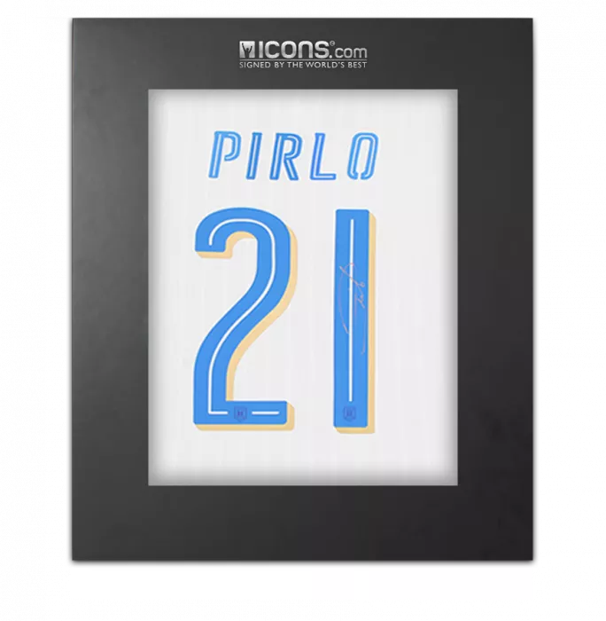 Andrea Pirlo Back Signed Signed Italy 2016 Away Shirt In Deluxe Packaging
