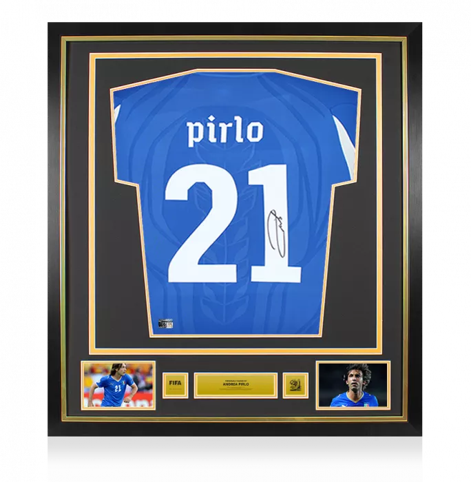 Andrea Pirlo Official 2010 FIFA World Cup™ Back Signed and Framed Italy 2010 Home Shirt