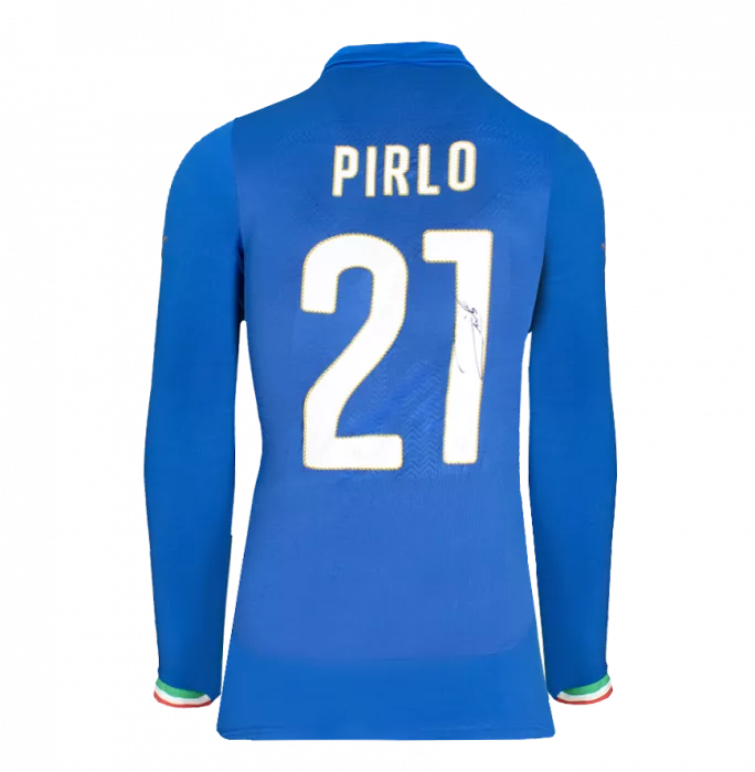 Andrea Pirlo Official 2014 FIFA World Cup™ Back Signed And Hero Framed Italy 2014 Home Shirt: Long Sleeved Edition