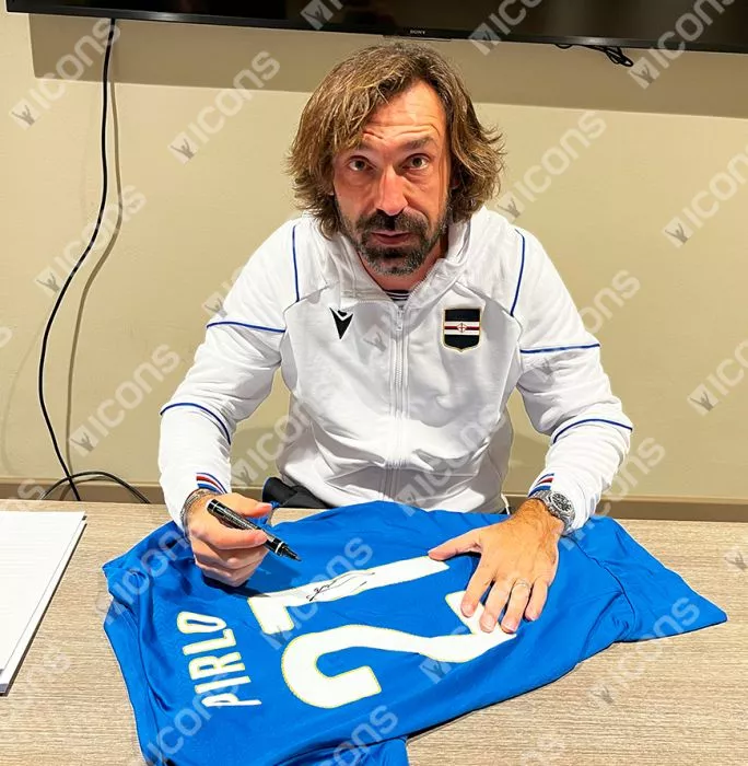 Andrea Pirlo Official 2014 FIFA World Cup™ Back Signed And Hero Framed Italy 2014 Home Shirt