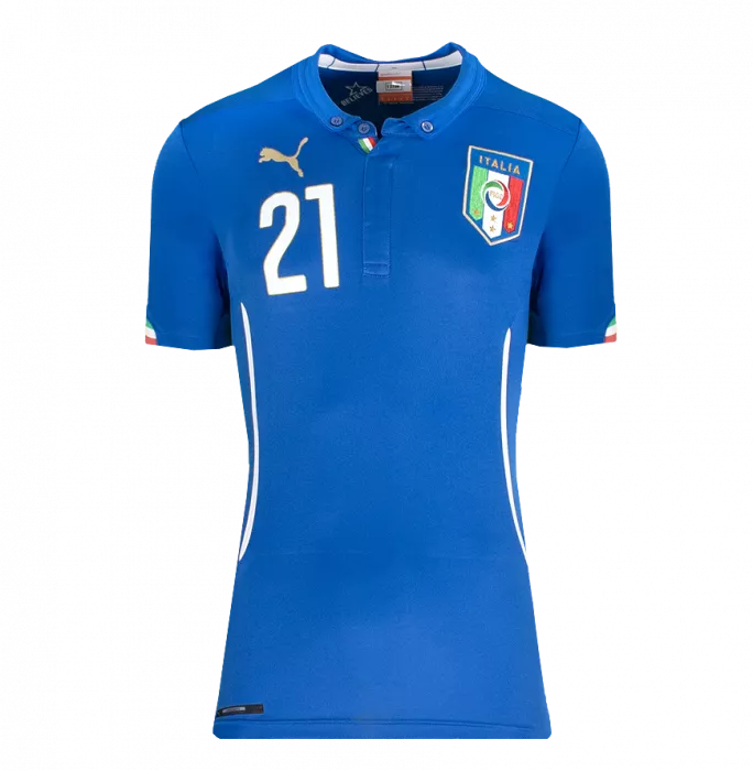 Andrea Pirlo Official 2014 FIFA World Cup™ Back Signed And Framed Italy 2014 Home Shirt