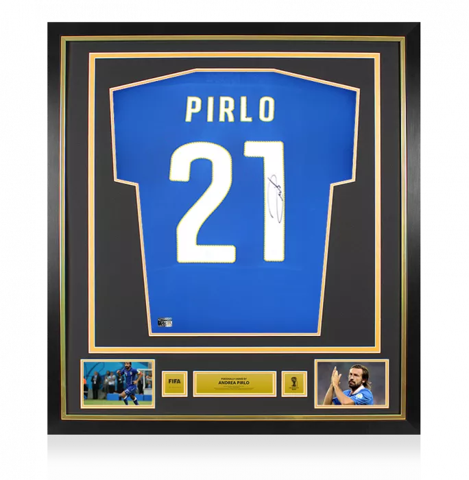 Andrea Pirlo Official 2014 FIFA World Cup™ Back Signed and Framed Italy 2014 Home Shirt