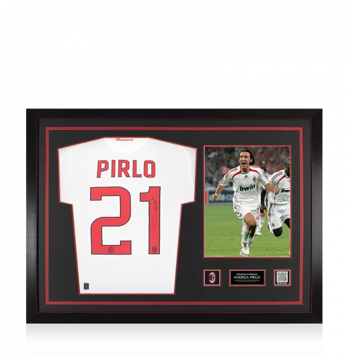 Andrea Pirlo Official AC Milan Back Signed and Framed 2008-09 Away Shirt