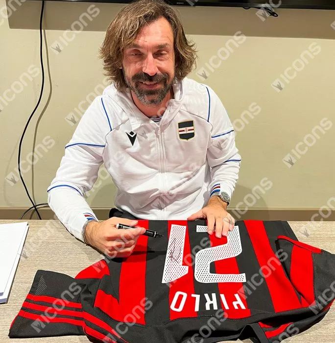 Andrea Pirlo Official AC Milan Back Signed Signed And Framed 2003-04 Home Shirt