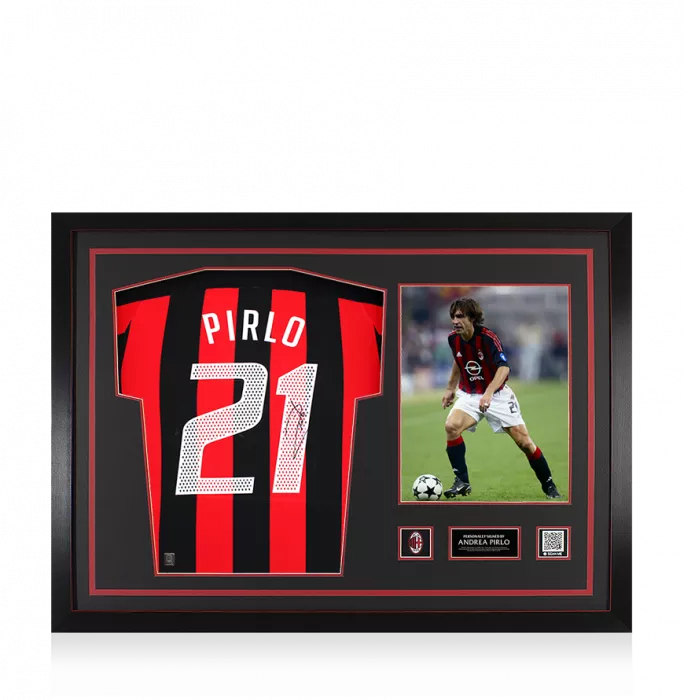 Andrea Pirlo Official AC Milan Back Signed Signed and Framed 2003-04 Home Shirt
