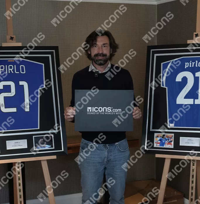 Andrea Pirlo Official UEFA Champions League Back Signed And Framed Juventus 2014-15 Away Shirt