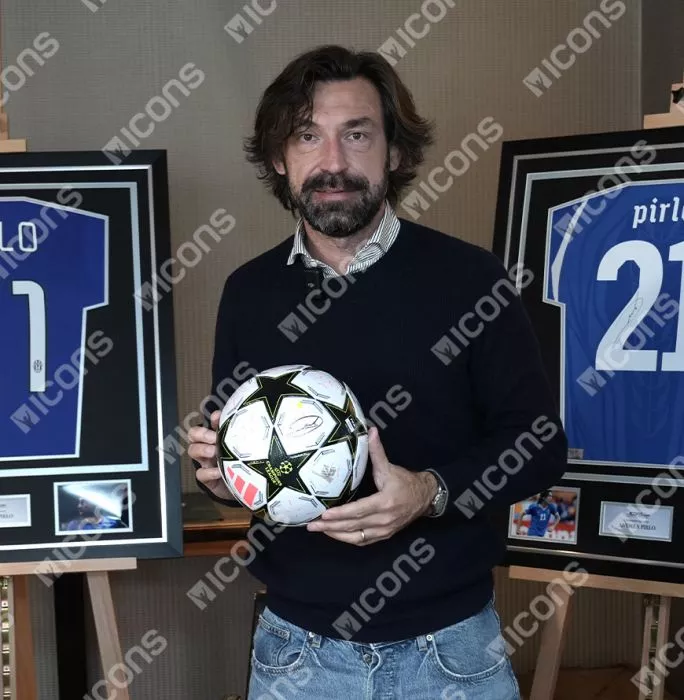 Andrea Pirlo Official UEFA Champions League Signed Football In Acrylic Case