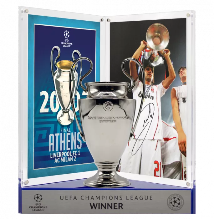 Andrea Pirlo Official UEFA Champions League Signed 3D Mini Replica Trophy on Stand: 2007 Winner