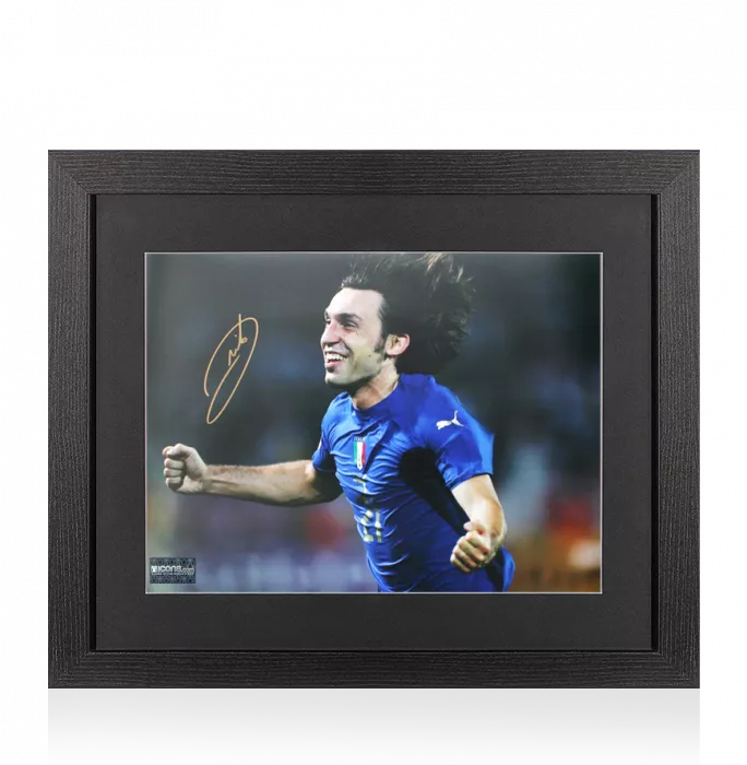 Andrea Pirlo Signed Italy Photo In Black Wooden Frame: FIFA World Cup Winner