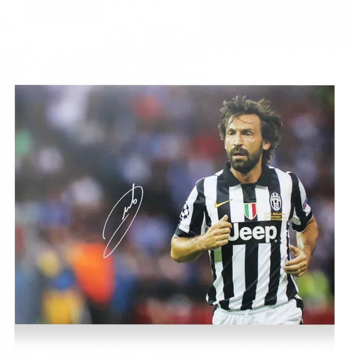 Andrea Pirlo Signed Juventus Photo In Black Wooden Frame: UEFA Champions League Finalist