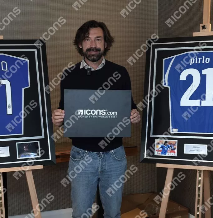 Andrea Pirlo Signed Juventus Photo In Black Wooden Frame: UEFA Champions League Finalist