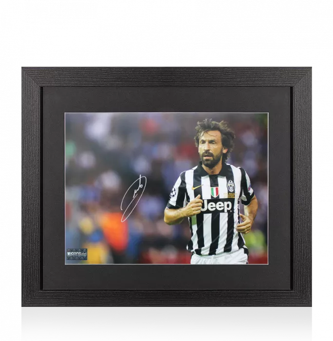 Andrea Pirlo Signed Juventus Photo In Black Wooden Frame: UEFA Champions League Finalist