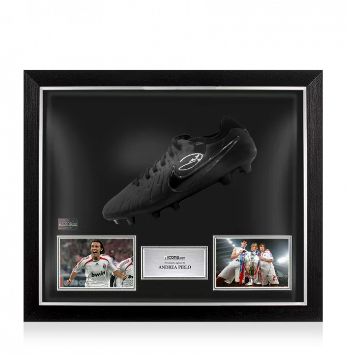 Andrea Pirlo Signed Nike Tiempo Black Boot In Bubble Frame: Option 1