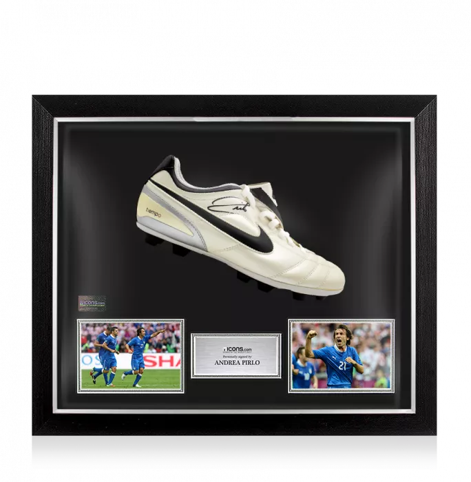 Andrea Pirlo Signed Nike Tiempo Boot In Bubble Frame: Option 1